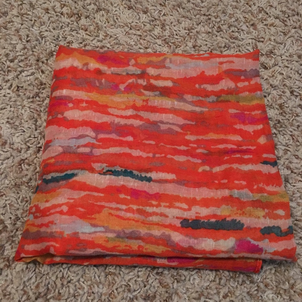 Orange multicolored rectangular scarf